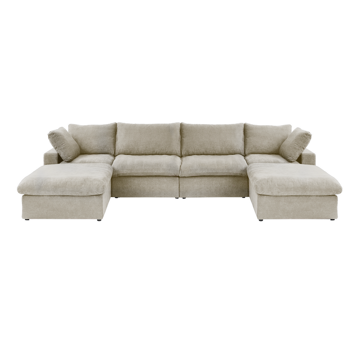 Sky Cloud Sectional Sofa | Pet-Friendly Cover 160-Inch Linen U-Shaped Sectionals 6-Seaters
