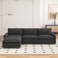 Solid Wood Frame L-Shaped Linen Sectional Sofa with Functional Recliner, Wireless Charging, Zero Gravity Recline & Seat Heating, 3 Color Options