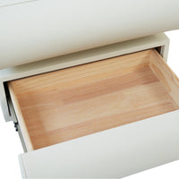 Cream Upholstered 2-Drawer Nightstand with Curved Handles – Modern Bedside Table