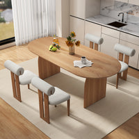 Curved Leg Oval Dining Table – 2 Color Options & 3 Sizes (Natural Wood/Black)