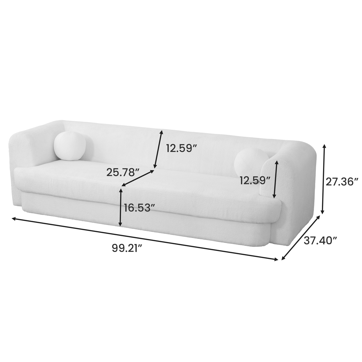 Modern Sherpa Wide Seat Sofa