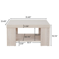 Travertine Block Leg Square Coffee Table