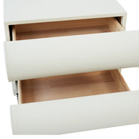 Cream Upholstered 2-Drawer Nightstand with Curved Handles – Modern Bedside Table