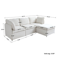 Modular L-Shaped Linen-Look Sectional Sofa, 4 Color Options, Freely Reconfigurable Couch with Removable Washable Covers & Sturdy Iron Frame