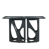 2 Sizes & 3 Colors Rectangular Dining Table – Artistic Cutout Metal Pedestal Base