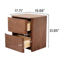 Curved 2-Drawer Solid Wood Nightstand – Modern Minimalist Bedside Table with Natural Grain