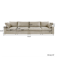 Sky Cloud Sectional Sofa | Replaceable Cover 160-Inch Linen Sleepers 4-Seaters