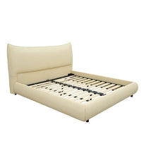 Modern Cream Upholstered Platform Bed – Fits King & Queen Size Mattress, Compatible with 10-12 Inch Thick Mattresses