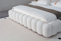 Bubble Tufted Platform Bed – Lamb Wool Upholstered Bed Available in Queen (60×80in) & King (76×80in) Frame Sizes