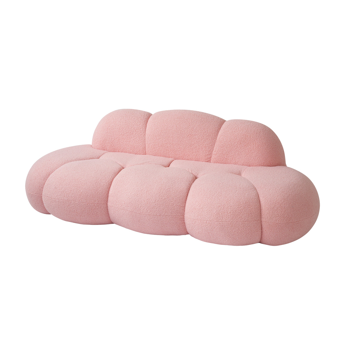 Cloud-Shaped Teddy Fleece Sofa – White Plush Fabric, Artistic Design for Living Room Light Luxury Leisure Area