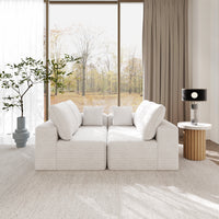 Modern Horizontal-Rib Fabric 4-Seater Sofa – 4-Color Options, Modular Upholstered Sofa for Living Room