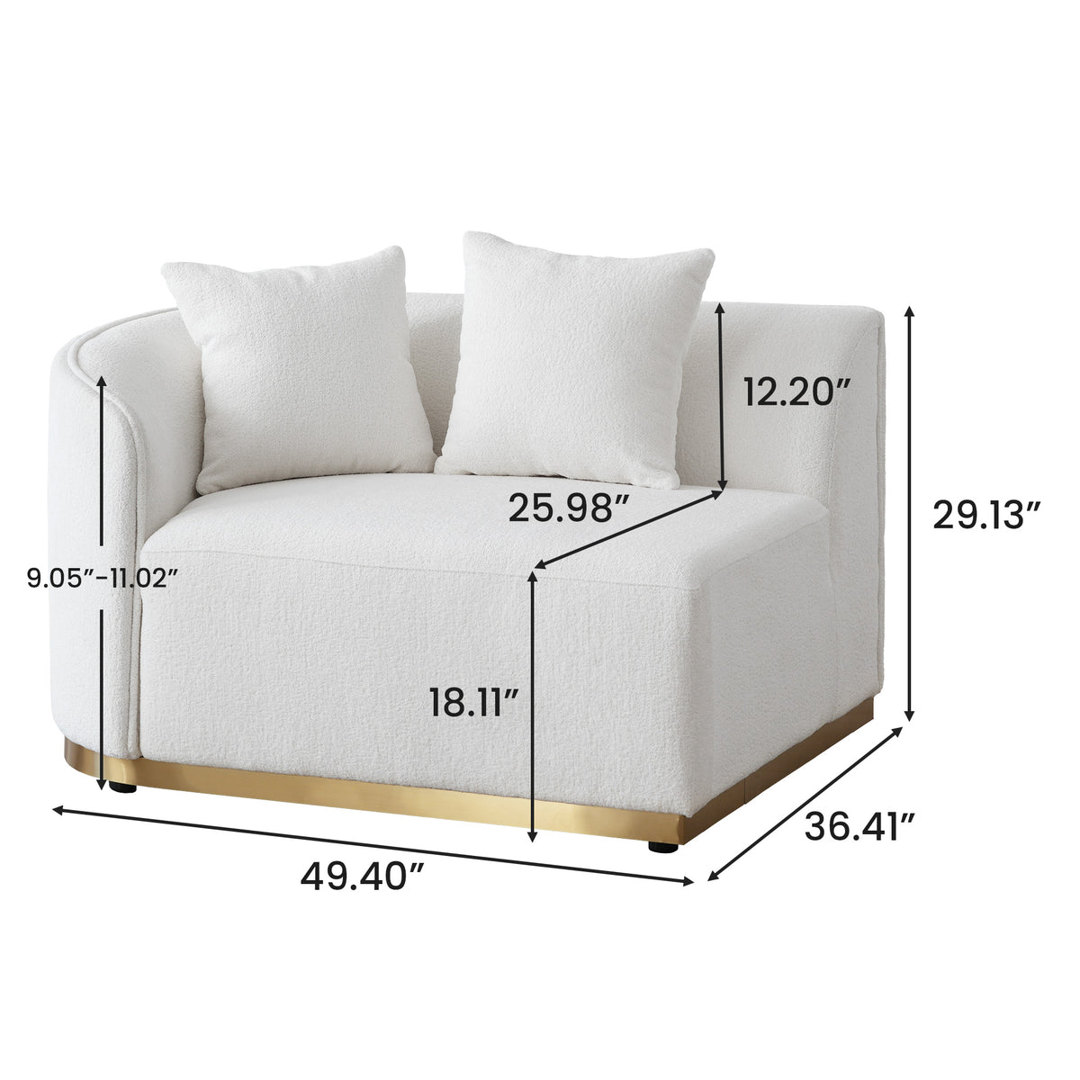 Contemporary Curved Couch in Sherpa Cover