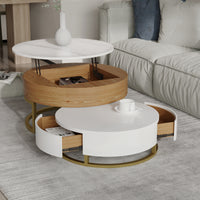 Lift-Top Nesting Coffee Table with Storage – 2 Tabletop Options (Black/White Sintered Stone)