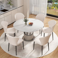 2 Sizes & 3 Colors Sintered Stone Dining Table Optional Rotating Tray Light Luxury Round Table Set for Home
