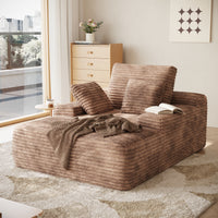 Modular Corduroy Lazy Sofa – Convertible Single Chaise Lounge with Pillows for Living Room/Bedroom