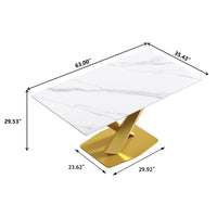 3 Sizes & 3 Colors Rectangular Dining Table – 2-Tone X-Shaped Metal Pedestal Base