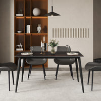 3 Sizes & 3 Colors Rectangular Dining Table – 2-Tone Tapered Metal Legs