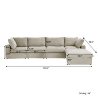 Sky Cloud Sectional Sofa | Modular Washable 160-Inch Linen L-Shaped Sectionals 5-Seaters