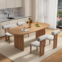 Curved Leg Oval Dining Table – 2 Color Options & 3 Sizes (Natural Wood/Black)