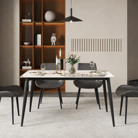 3 Sizes & 3 Colors Rectangular Dining Table – 2-Tone Tapered Metal Legs
