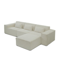 Compressible Modular Sectional Sofa – Cloud Velvet Fabric + Flexible Assembly, Minimalist Relaxed Vibe Living Room Sofa