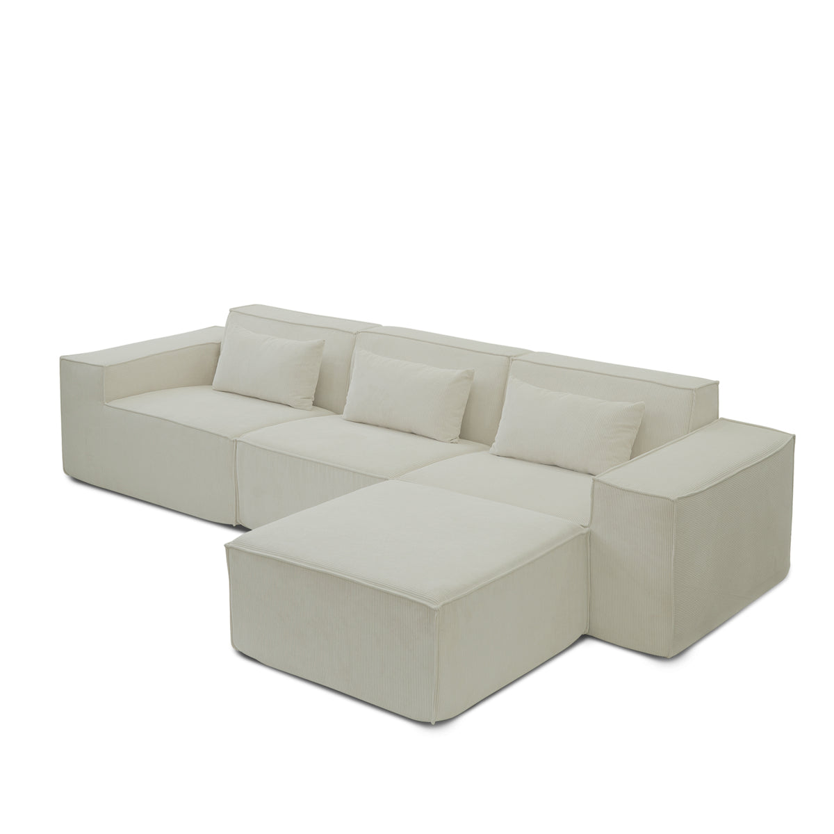 Compressible Modular Sectional Sofa – Cloud Velvet Fabric + Flexible Assembly, Minimalist Relaxed Vibe Living Room Sofa