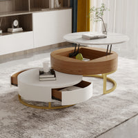 Lift-Top Nesting Coffee Table with Storage – 2 Tabletop Options (Black/White Sintered Stone)