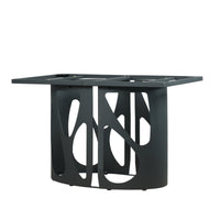 2 Sizes & 3 Colors Rectangular Dining Table – Artistic Cutout Metal Pedestal Base