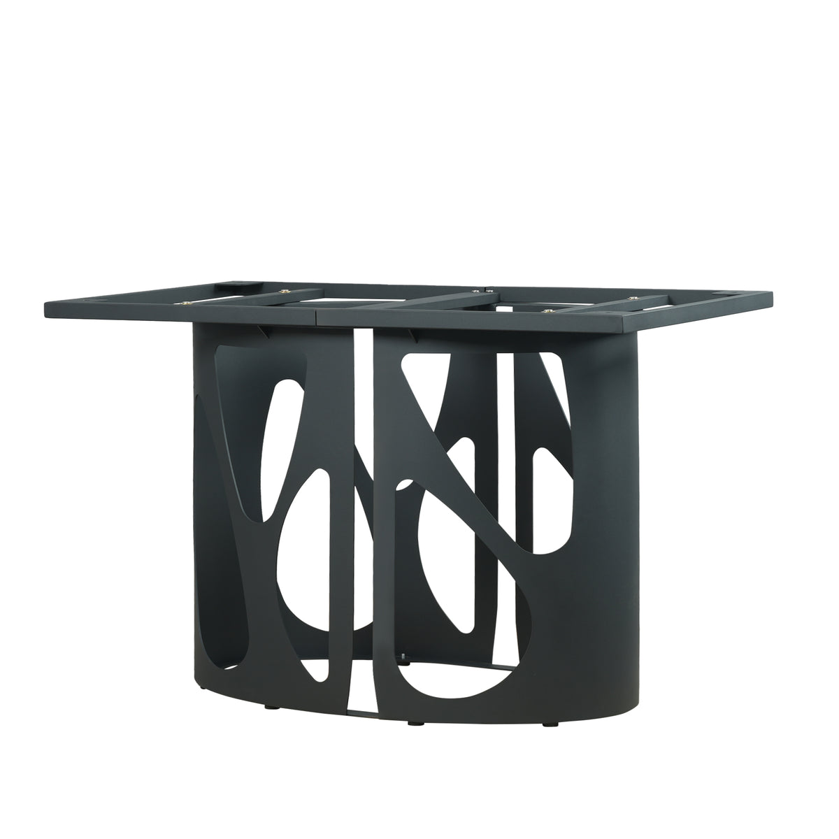 2 Sizes & 3 Colors Rectangular Dining Table – Artistic Cutout Metal Pedestal Base