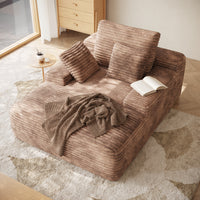 Modular Corduroy Lazy Sofa – Convertible Single Chaise Lounge with Pillows for Living Room/Bedroom