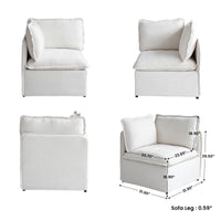 Modular L-Shaped Linen-Look Sectional Sofa, 4 Color Options, Freely Reconfigurable Couch with Removable Washable Covers & Sturdy Iron Frame
