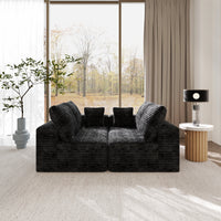 Modern Horizontal-Rib Fabric 4-Seater Sofa – 4-Color Options, Modular Upholstered Sofa for Living Room