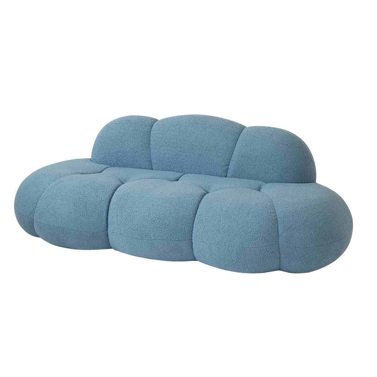 Cloud-Shaped Teddy Fleece Sofa – White Plush Fabric, Artistic Design for Living Room Light Luxury Leisure Area