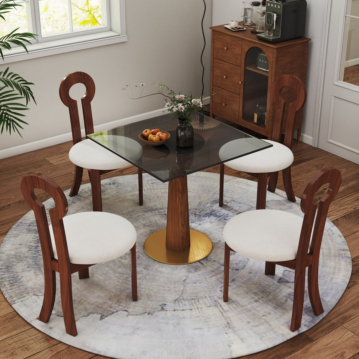 Solid Wood Conversation Table – Multi-Shape & Material Options + Column Base, Light Retro Leisure Table