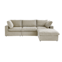 Enlarge the Product Image Button Sky Cloud Sectional Sofa | Washable Cover 120-Inch Linen L-Shaped Sectionals 4-Seaters