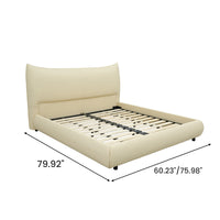 Modern Cream Upholstered Platform Bed – Fits King & Queen Size Mattress, Compatible with 10-12 Inch Thick Mattresses