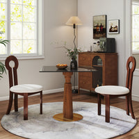 Solid Wood Conversation Table – Multi-Shape & Material Options + Column Base, Light Retro Leisure Table