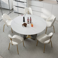 Mirrored Base Round Dining Table – 2 Color/Size Marble Tabletop Options, Optional Lazy Susan