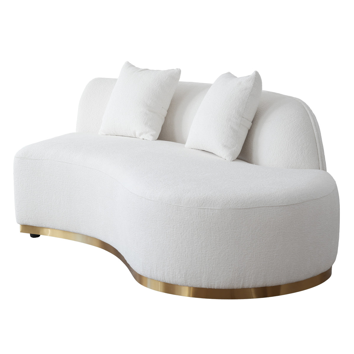 Contemporary Curved Couch in Sherpa Cover