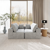 Modern Horizontal-Rib Fabric 4-Seater Sofa – 4-Color Options, Modular Upholstered Sofa for Living Room