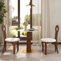 Light Luxury Conversation Table – Multi-Shape & Material Options + Column-Pattern Solid Wood Leg, Light Retro Leisure Table