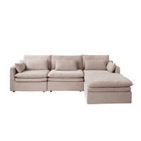 Fully Modular Linen-Look L-Shaped Sectional Sofa with Extra Thick Cushions, Removable Washable Slipcovers Reversible Chaise Couch