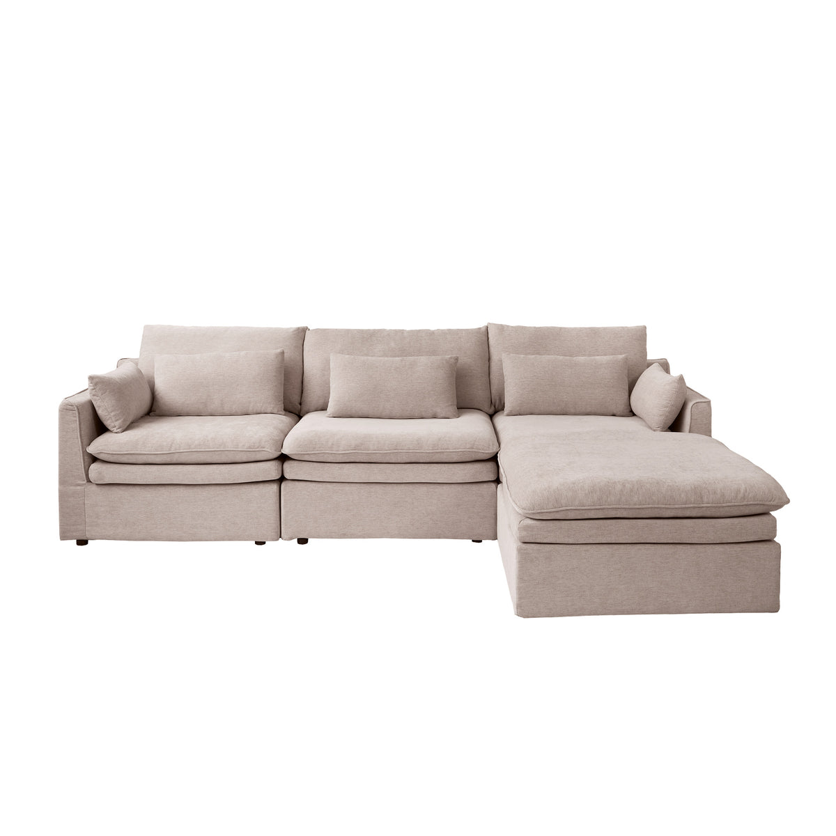 Fully Modular Linen-Look L-Shaped Sectional Sofa with Extra Thick Cushions, Removable Washable Slipcovers Reversible Chaise Couch