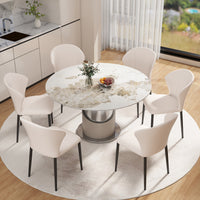 2 Sizes & 3 Colors Sintered Stone Dining Table Optional Rotating Tray Light Luxury Round Table Set for Home