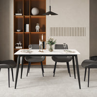 3 Sizes & 3 Colors Rectangular Dining Table – 2-Tone Tapered Metal Legs