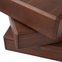 Rotating 3-Drawer Walnut Nightstand – Modern Rotatable Bedside Table with Metal Handles