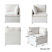 Modular L-Shaped Linen-Look Sectional Sofa, 4 Color Options, Freely Reconfigurable Couch with Removable Washable Covers & Sturdy Iron Frame