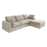Enlarge the Product Image Button Sky Cloud Sectional Sofa | Washable Cover 120-Inch Linen L-Shaped Sectionals 4-Seaters