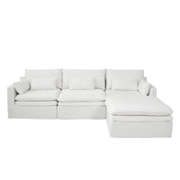 Fully Modular Linen-Look L-Shaped Sectional Sofa with Extra Thick Cushions, Removable Washable Slipcovers Reversible Chaise Couch