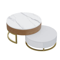 Lift-Top Nesting Coffee Table with Storage – 2 Tabletop Options (Black/White Sintered Stone)